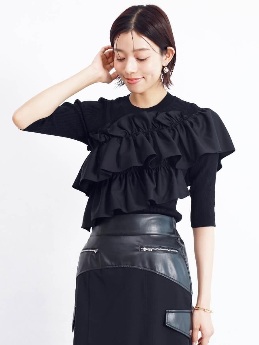 Vin｜フリルビスチェリブニットトップス | Rakuten Fashion(楽天