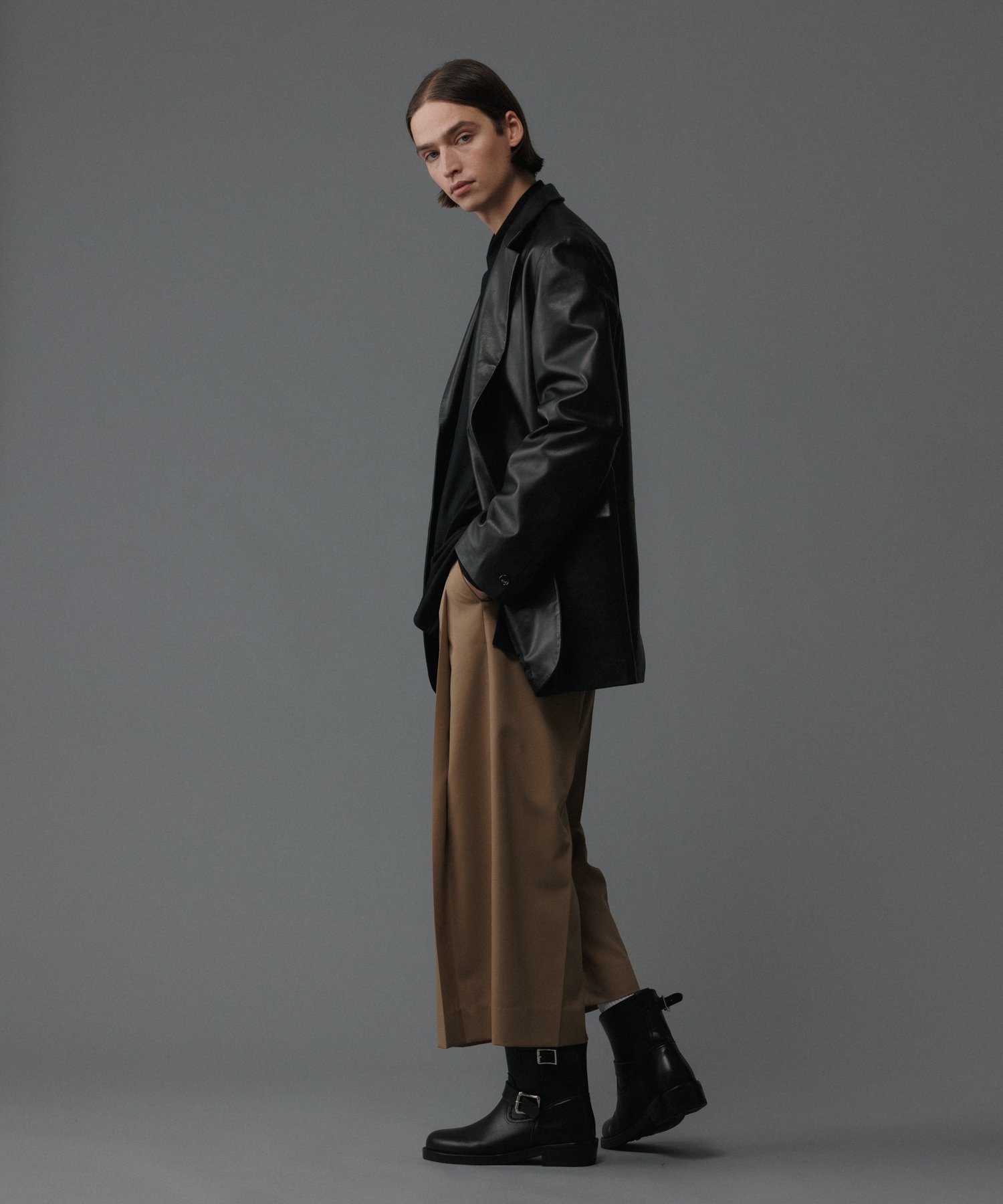 ADAM ET ROPE'｜3ボタン シープレザー テーラードジャケット / UNISEX