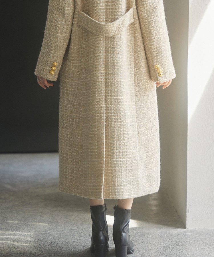 SAISON DE PAPILLON｜ゴールドボタンロング丈ツイードコート | Rakuten