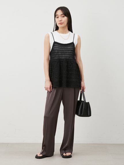 Mila Owen｜【ウォッシャブル】クロシェニットキャミ×ノースリトップス