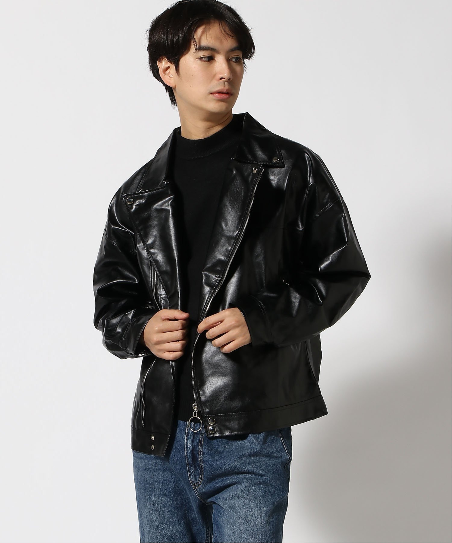 SETUP7｜SETUP7/フェイクレザーライダースジャケット 革ジャン 軽