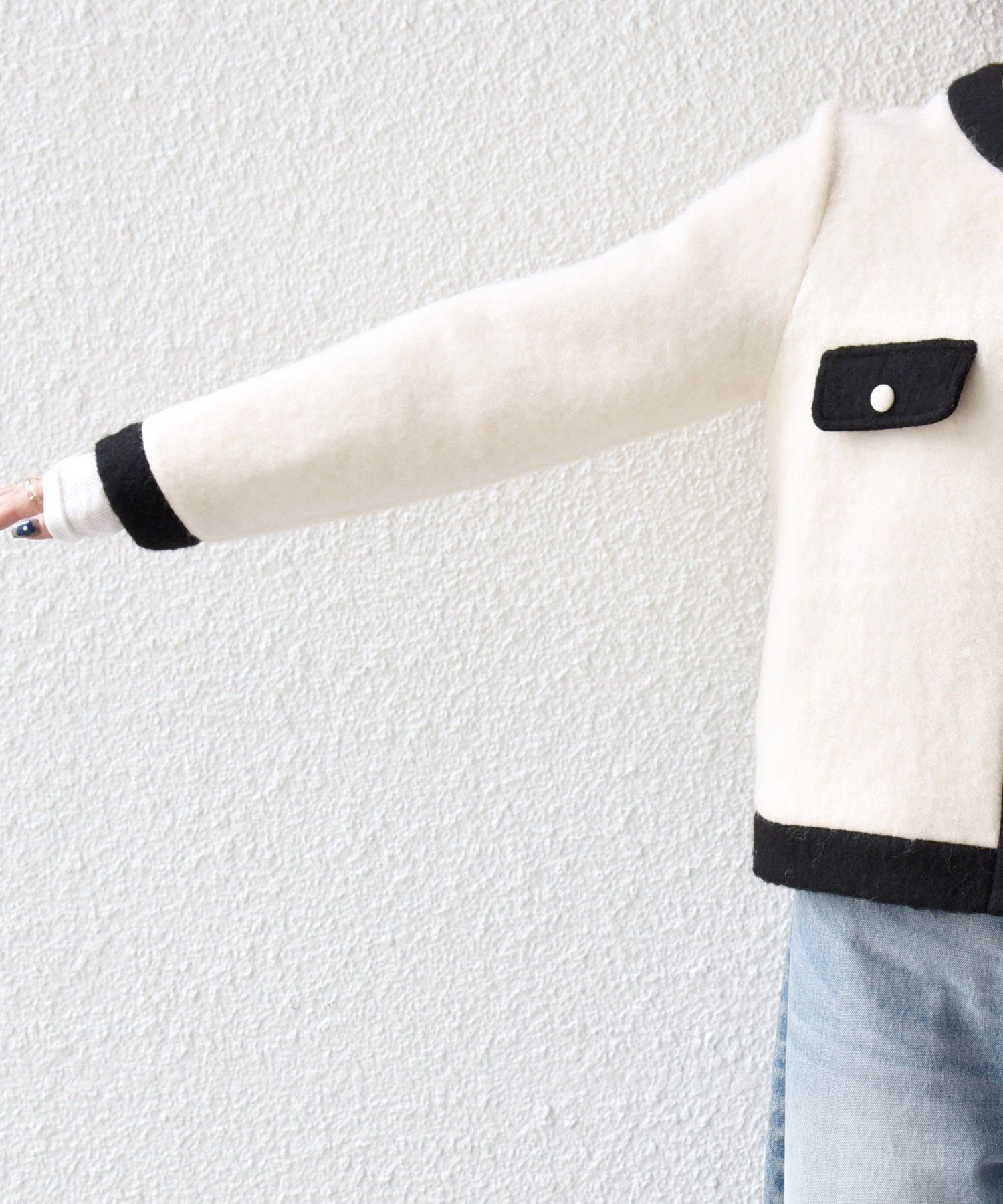 SHIPS｜SHIPS any: バイカラー クルーネック カーディガン ジャケット