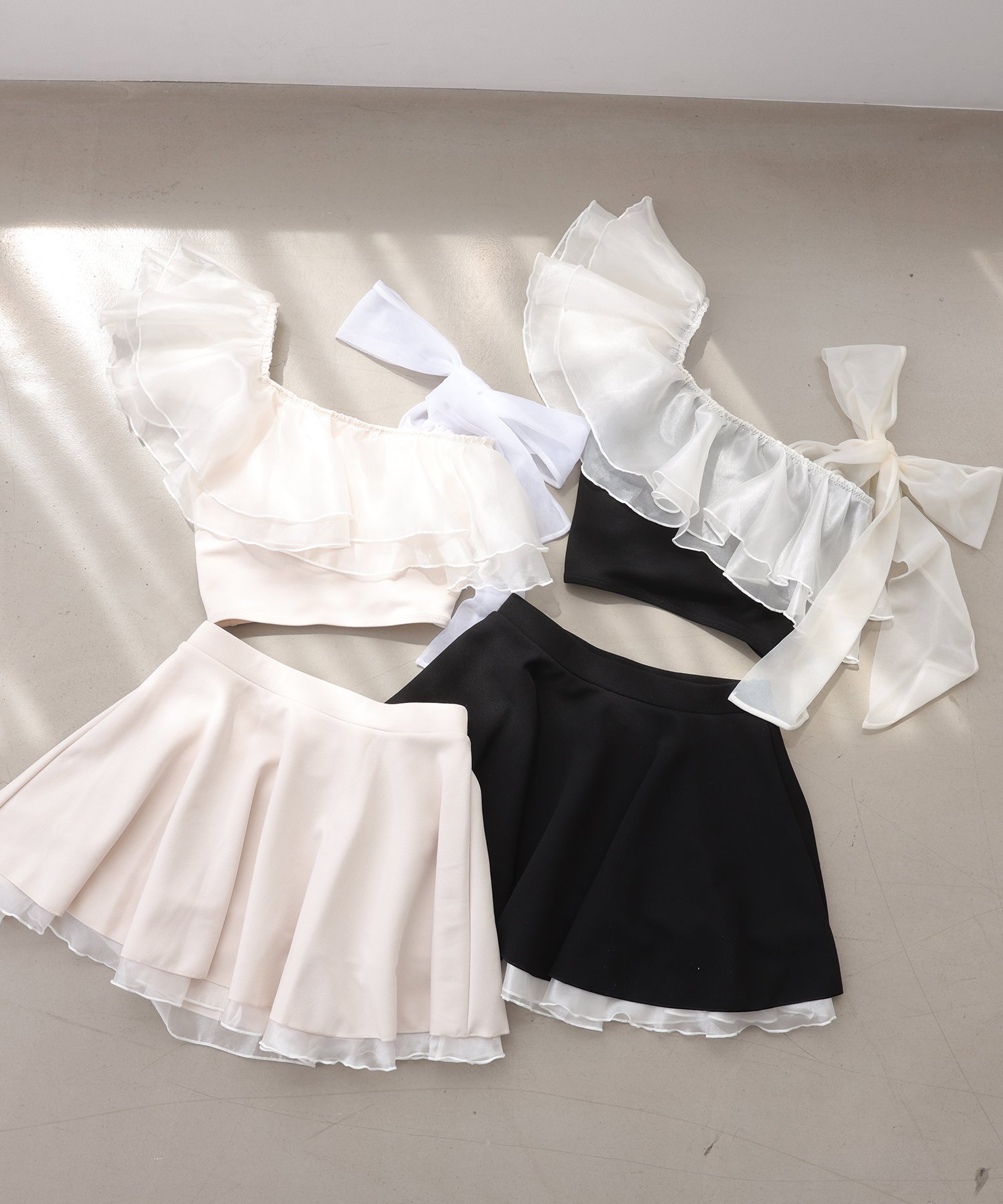 one after another NICE CLAUP｜swimwear/肩リボンワンショル(3点