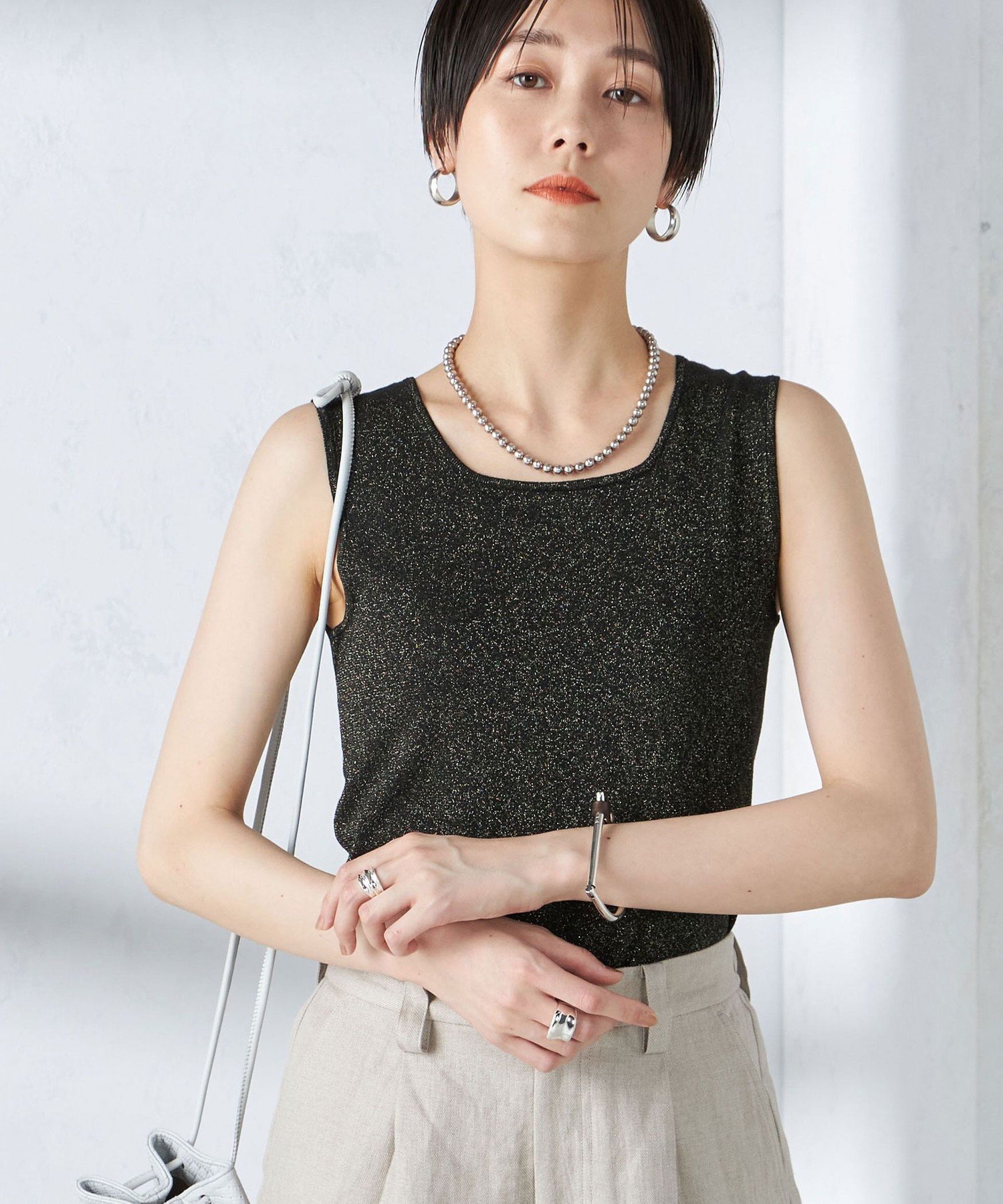 美品 24SS SHINYAKOZUKA タンクトップ ラメ 802P▲ SHIPS｜<洗濯機可能>ラメ タンクトップ ◇ | Rakuten Fashion(楽天