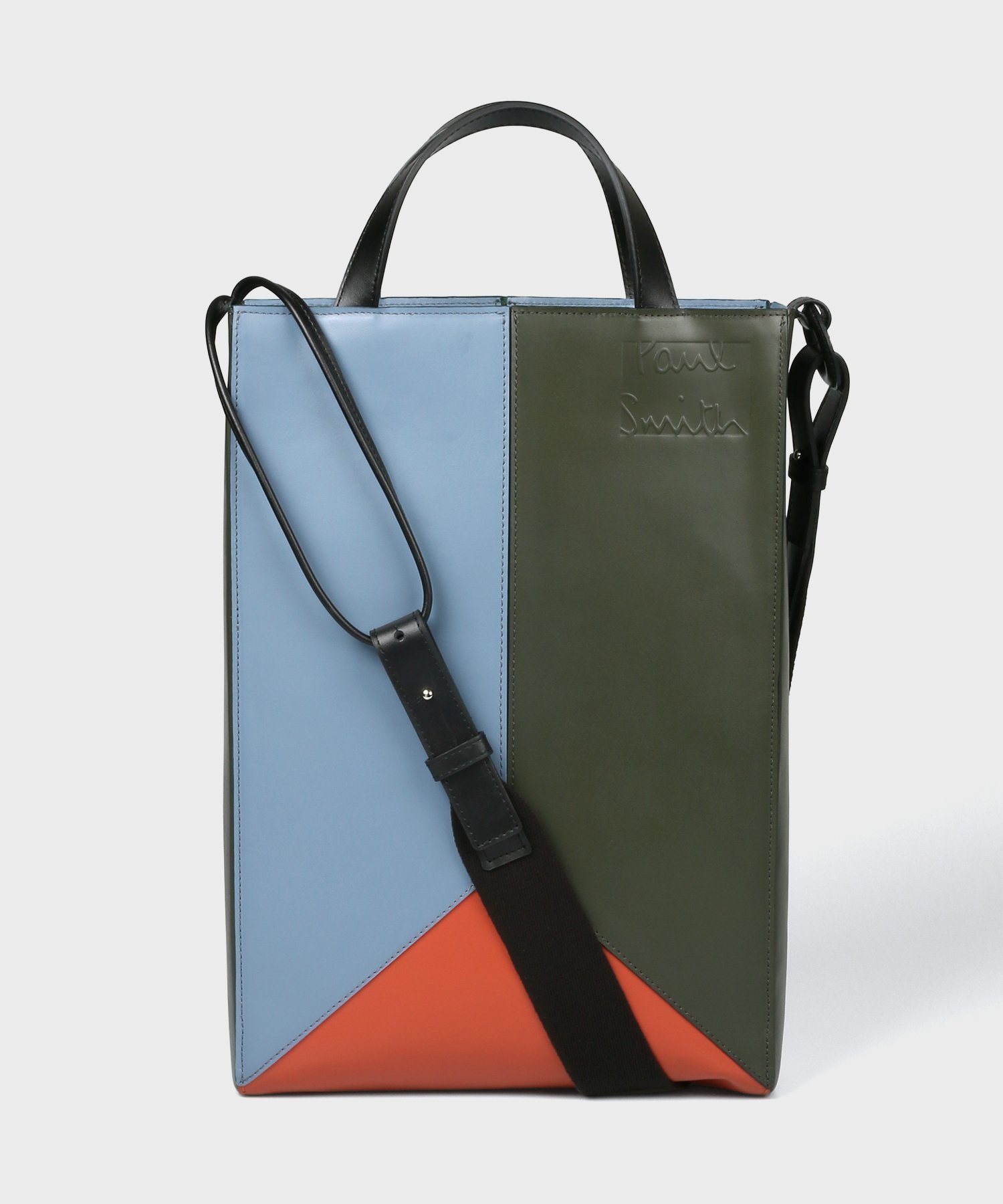 Paul Smith カラーブロックレザー トートバッグ バイカラー ネイビー