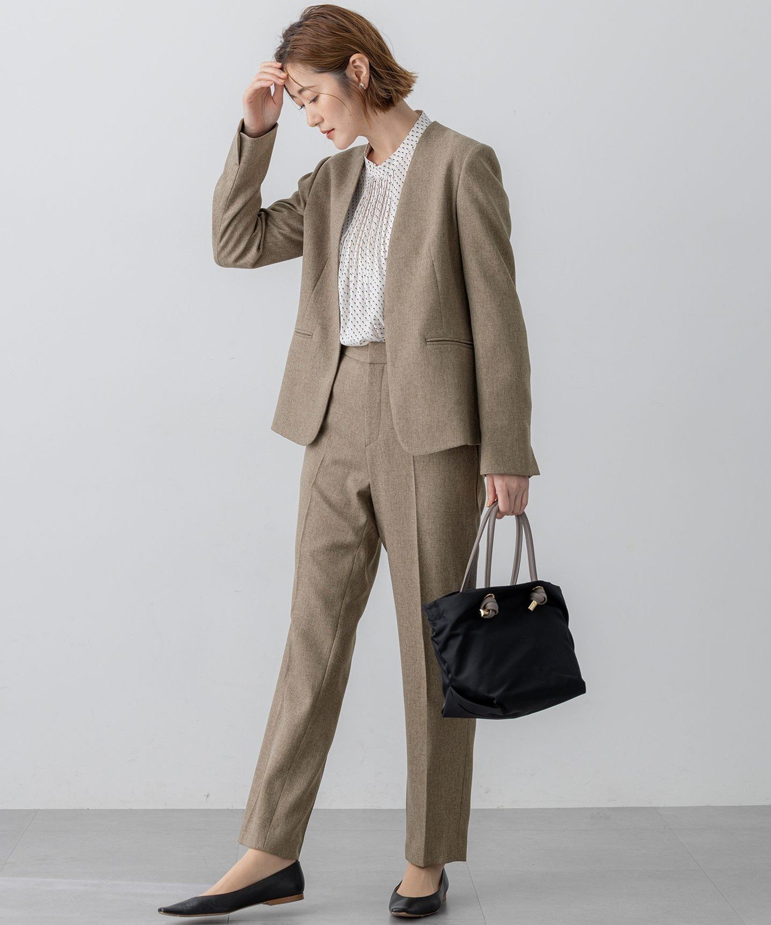 23区｜【洗える】ウールライクカルゼ ノーカラー ジャケット | Rakuten