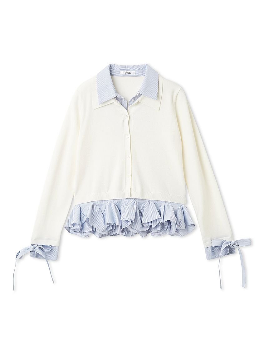 SNIDEL｜シャツドッキングヘムボリュームニットプルオーバー | Rakuten