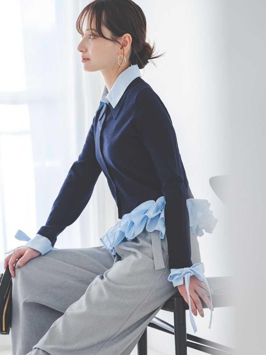 SNIDEL｜シャツドッキングヘムボリュームニットプルオーバー | Rakuten