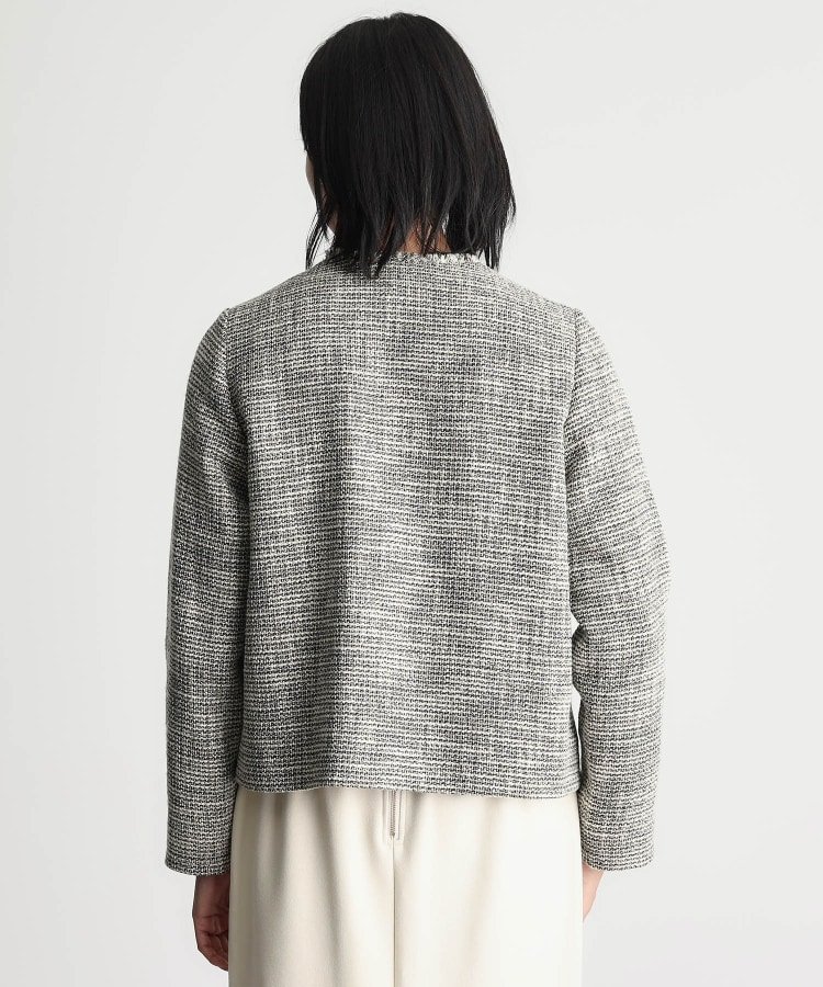 THE SHOP TK｜【ONOFF活躍/セレモニー/通勤】ツイードノーカラー