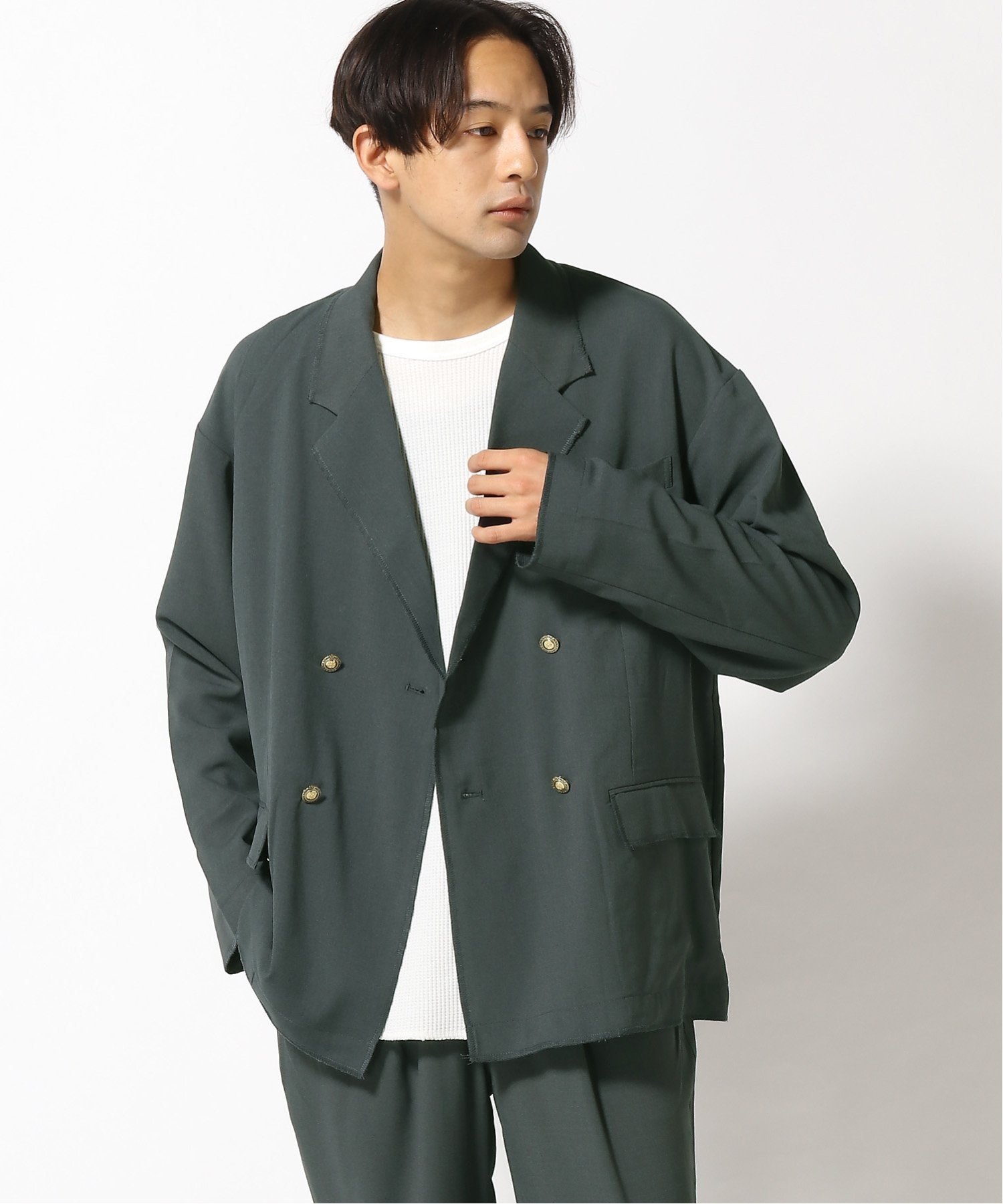 SITRY｜ジャケット メンズ オーバーロック ダブル ジャケット