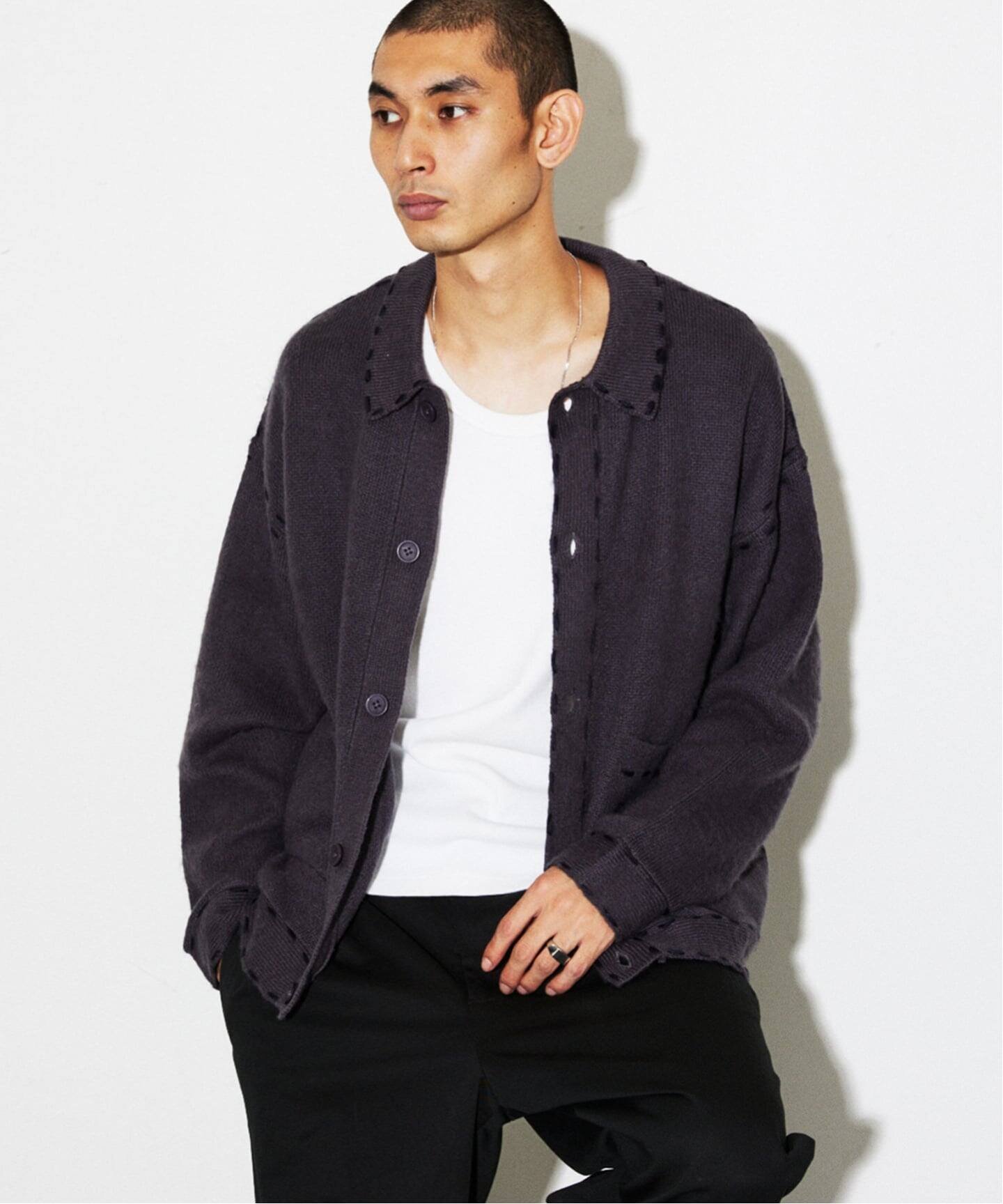 JOURNAL STANDARD｜ハンド ステッチ ブラッシュド カーディガン