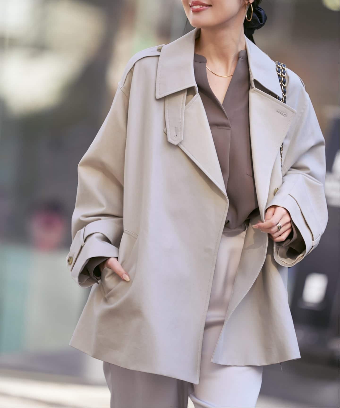 NOBLE｜《WEB限定追加》コットンダブルクロスハーフコート | Rakuten