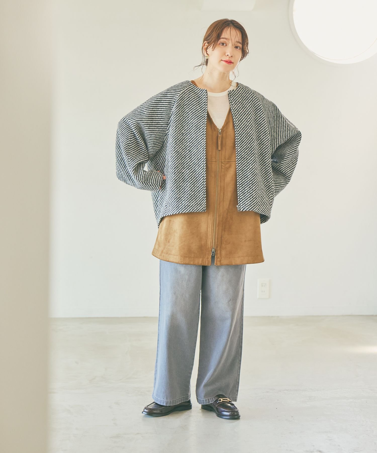 studio CLIP｜ダブルフロントフェイクスウェードジップベスト