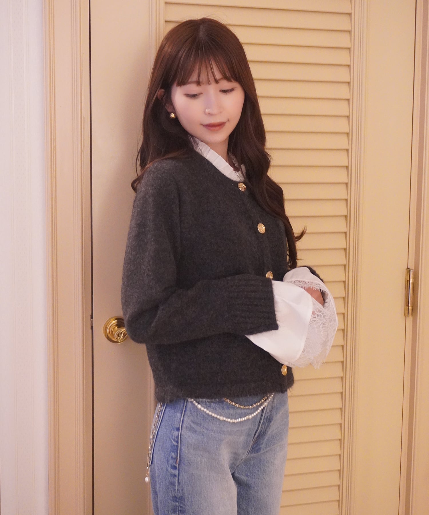 EIMY ISTOIRE｜Attachedcollrモヘアカーディガン | Rakuten Fashion