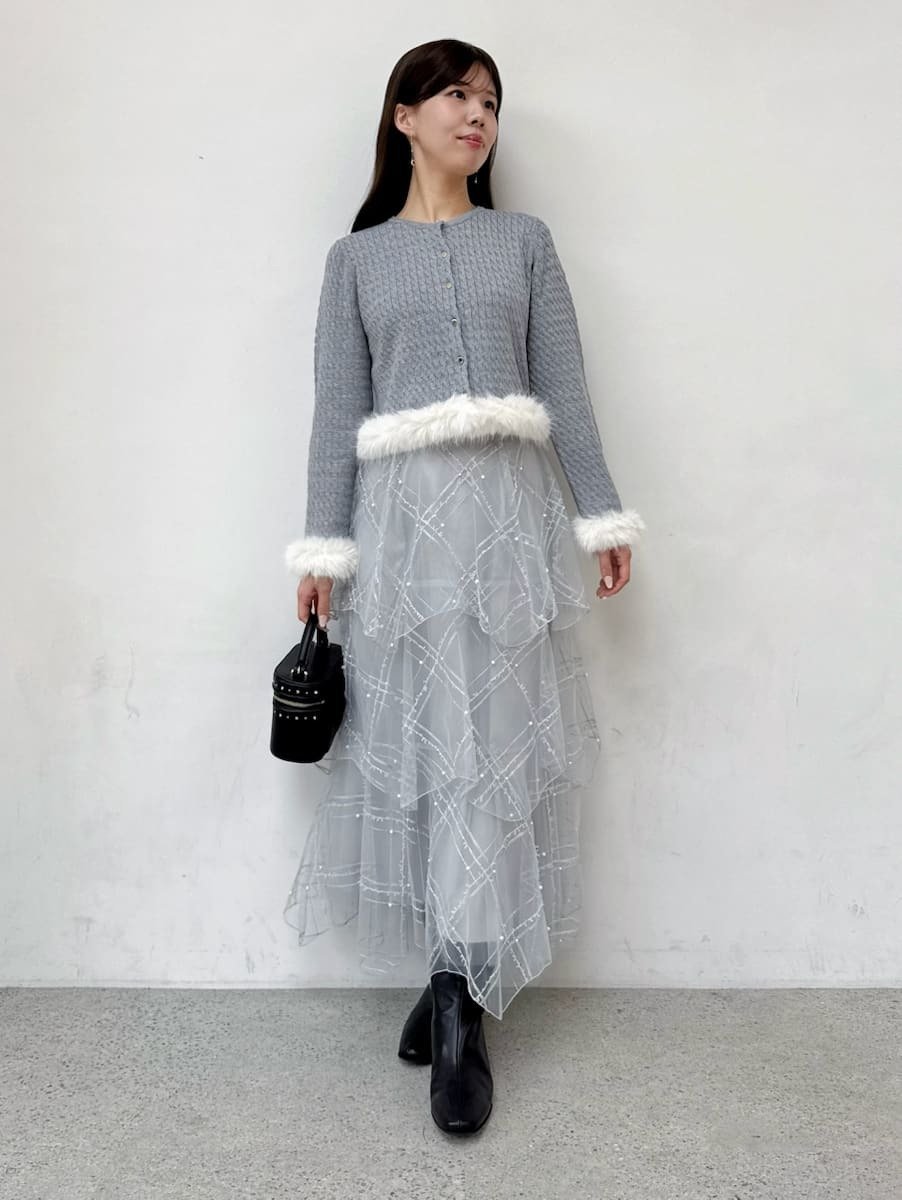 CELFORD｜【限定カラーあり】シルクカシミア混ファートリム