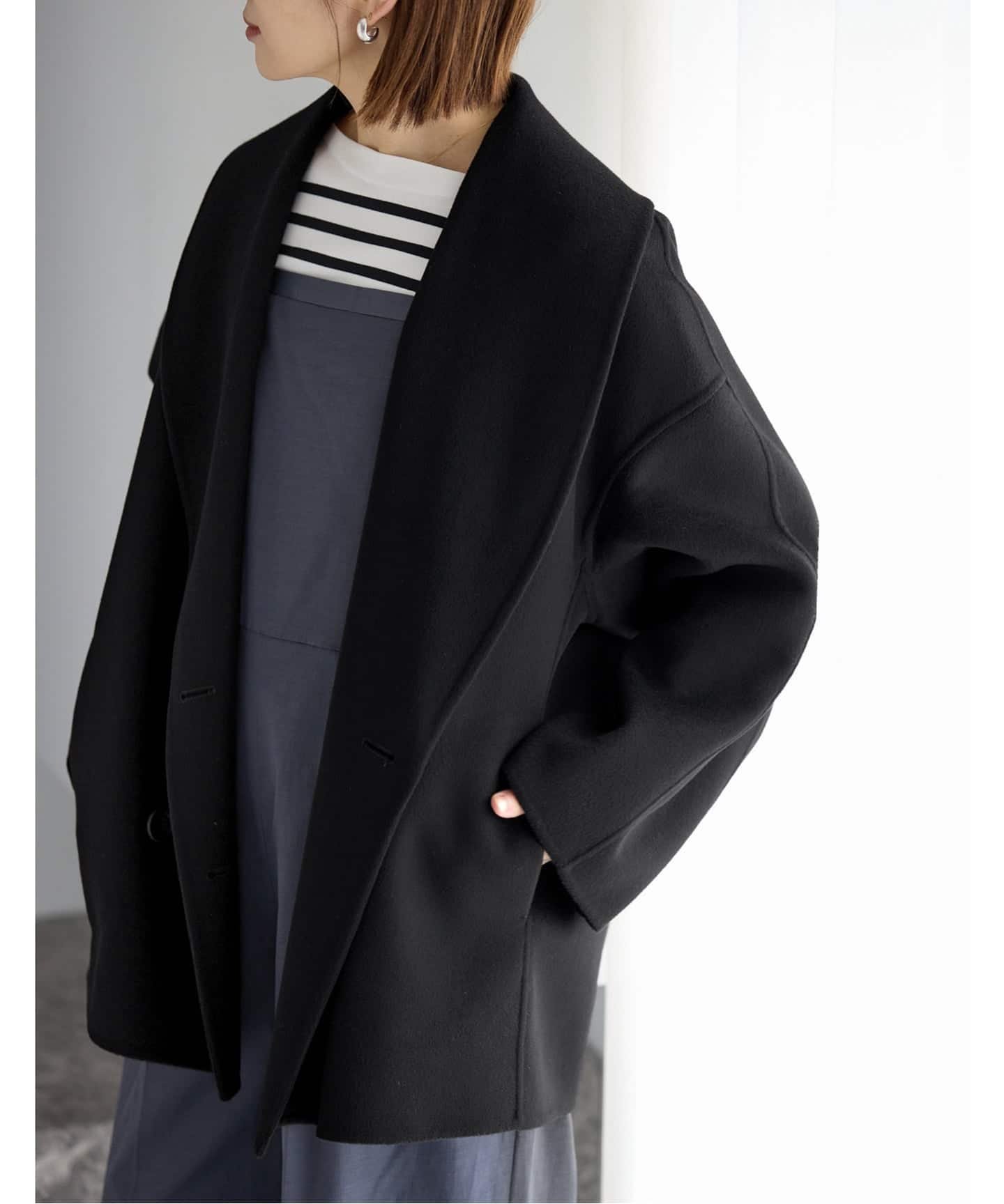 IENA｜《追加3》Super160 ショールカラーハーフコート | Rakuten