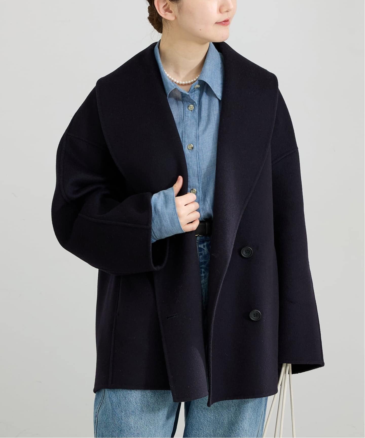 IENA｜《追加3》Super160 ショールカラーハーフコート | Rakuten