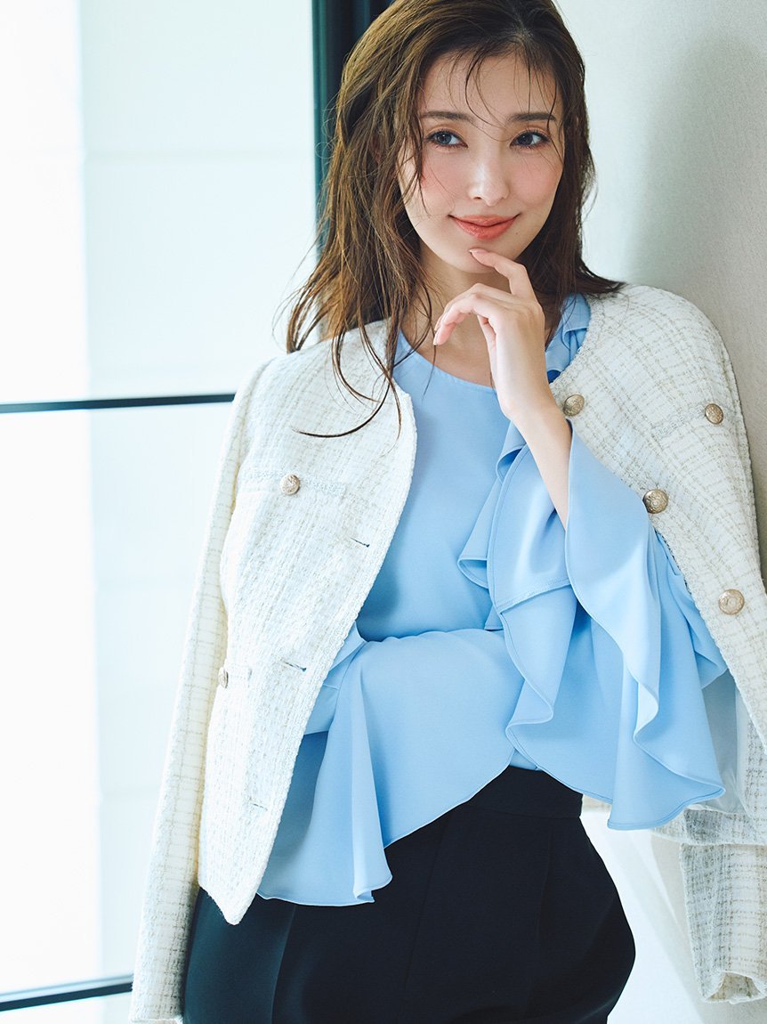 CELFORD｜ミドル丈ノーカラーツイードジャケット | Rakuten Fashion