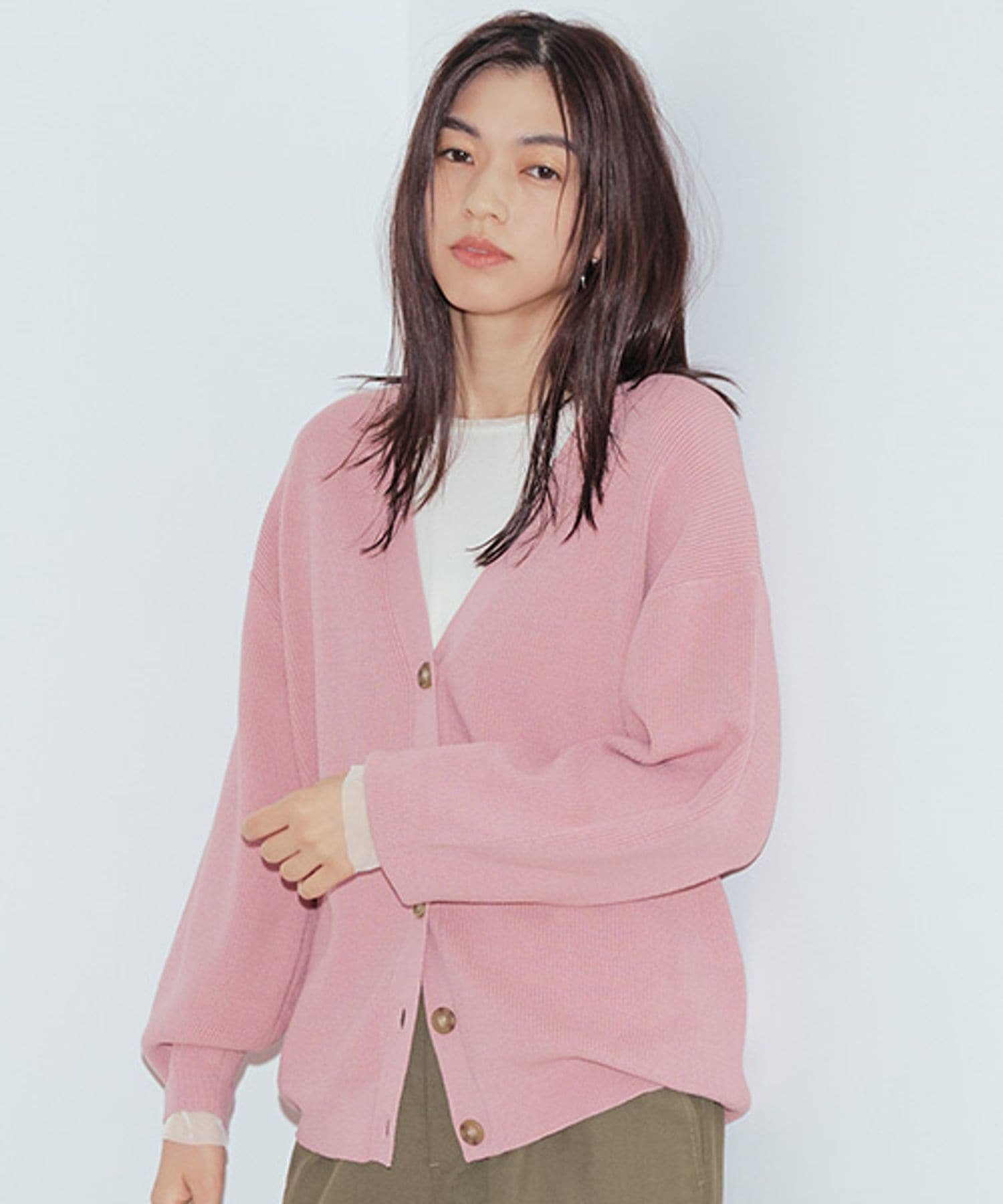 studio CLIP｜12ゲージ畦Vネックニットカーディガン | Rakuten Fashion