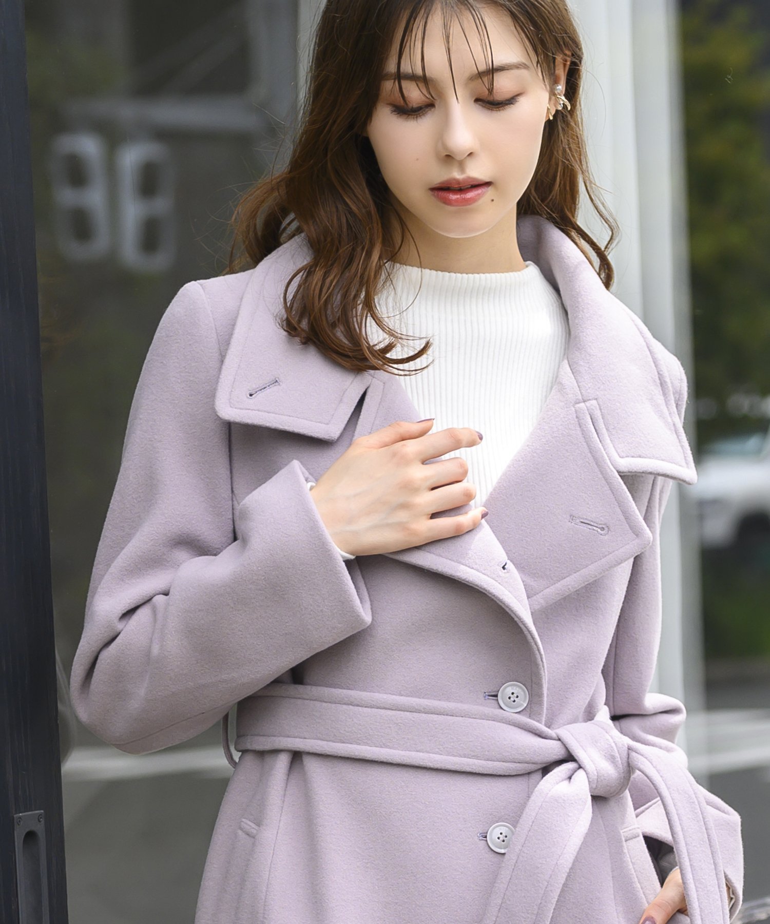 MISCH MASCH｜美しいフィット&フレア スタンドカラードレスコート