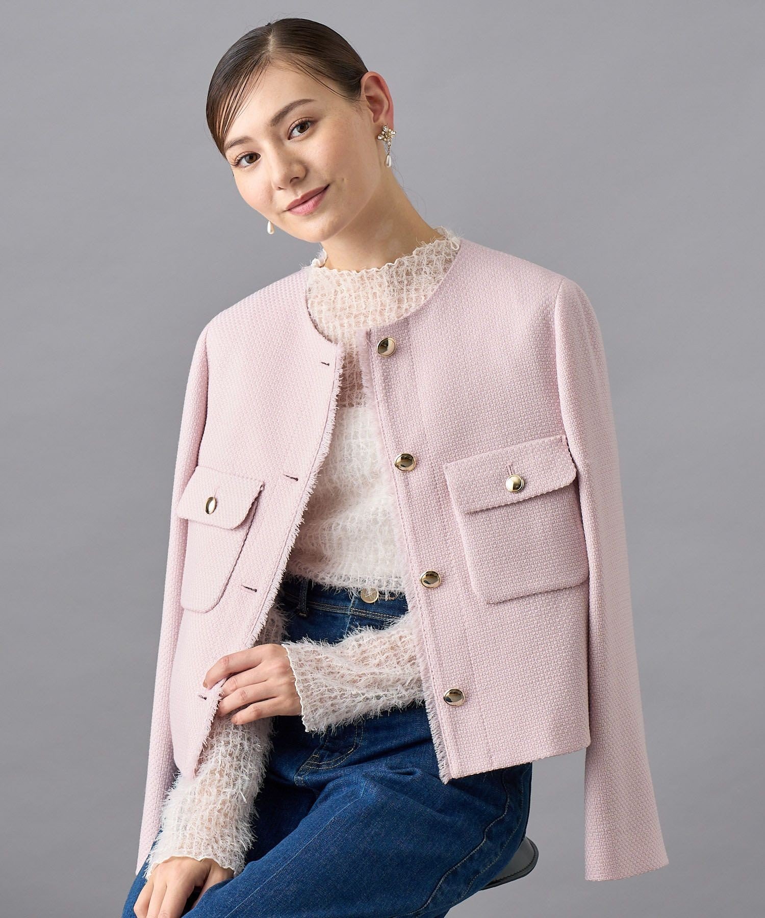 ANAYI｜【セットアップ対応商品】ウールプリペラノーカラー ジャケット