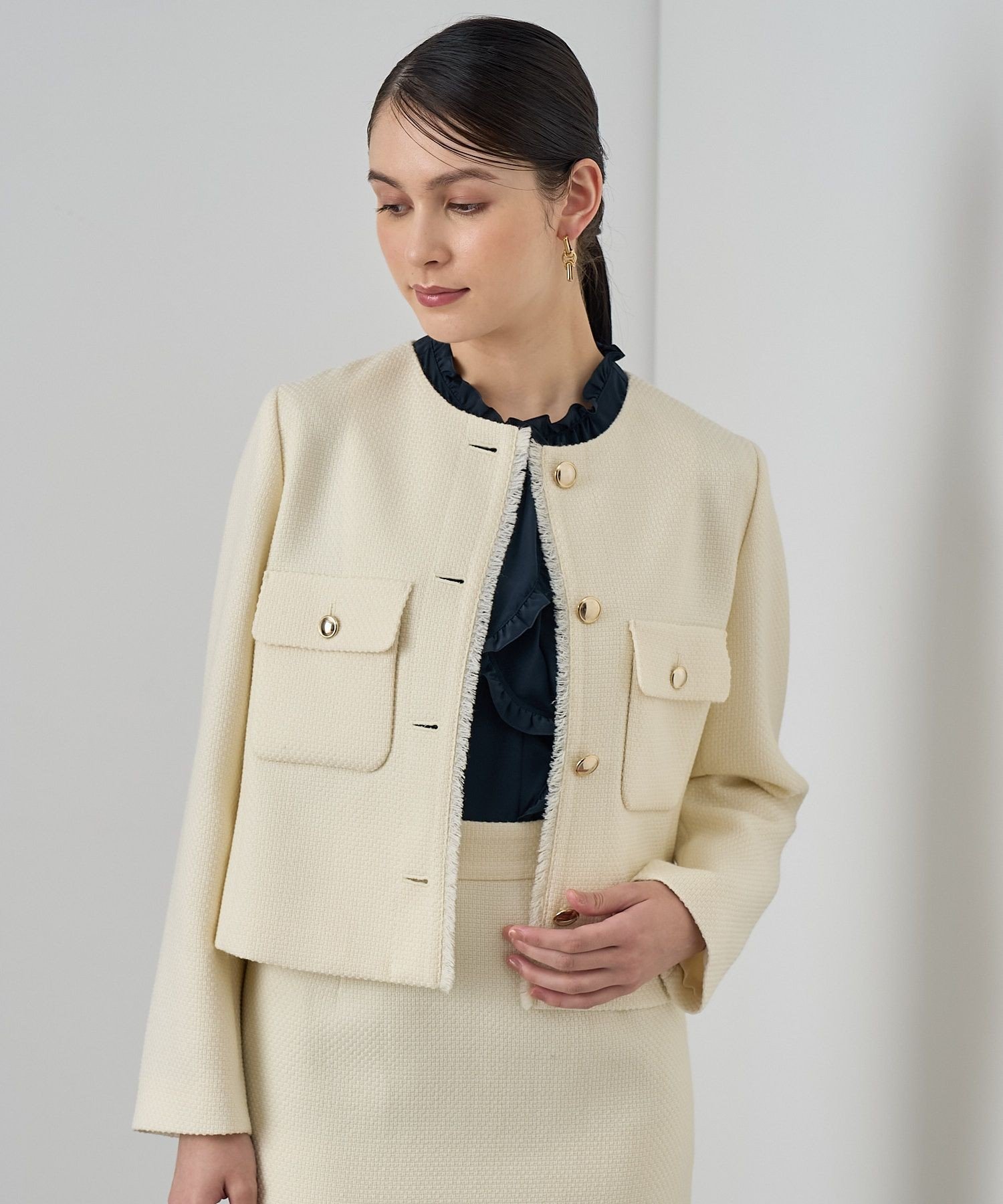 ANAYI｜【セットアップ対応商品】ウールプリペラノーカラー ジャケット