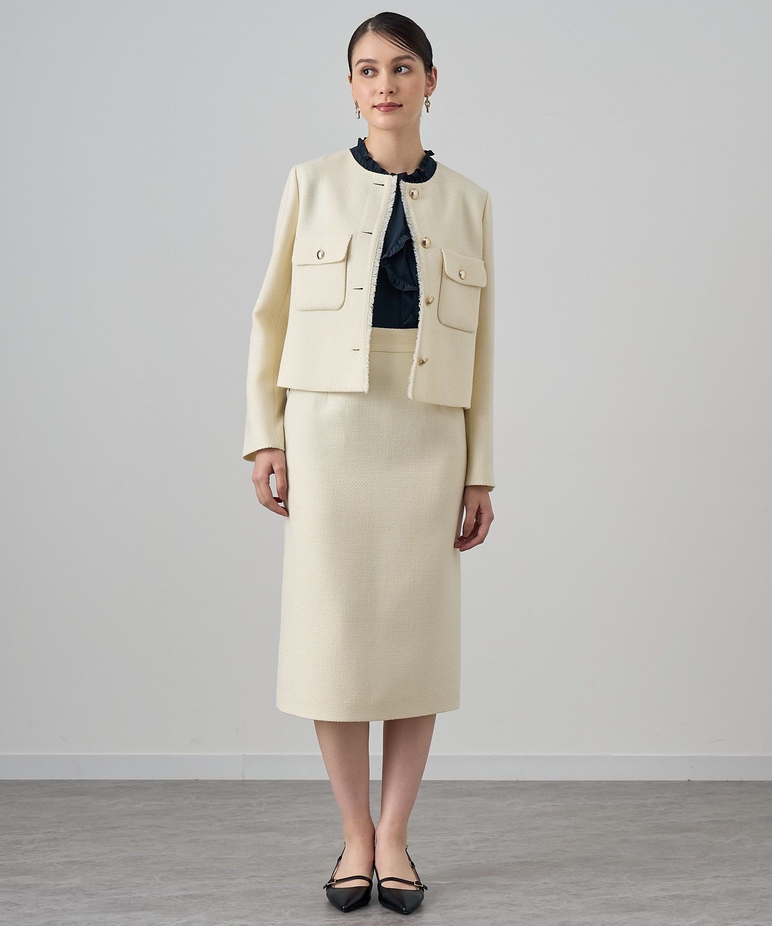 ANAYI｜【セットアップ対応商品】ウールプリペラノーカラー ジャケット