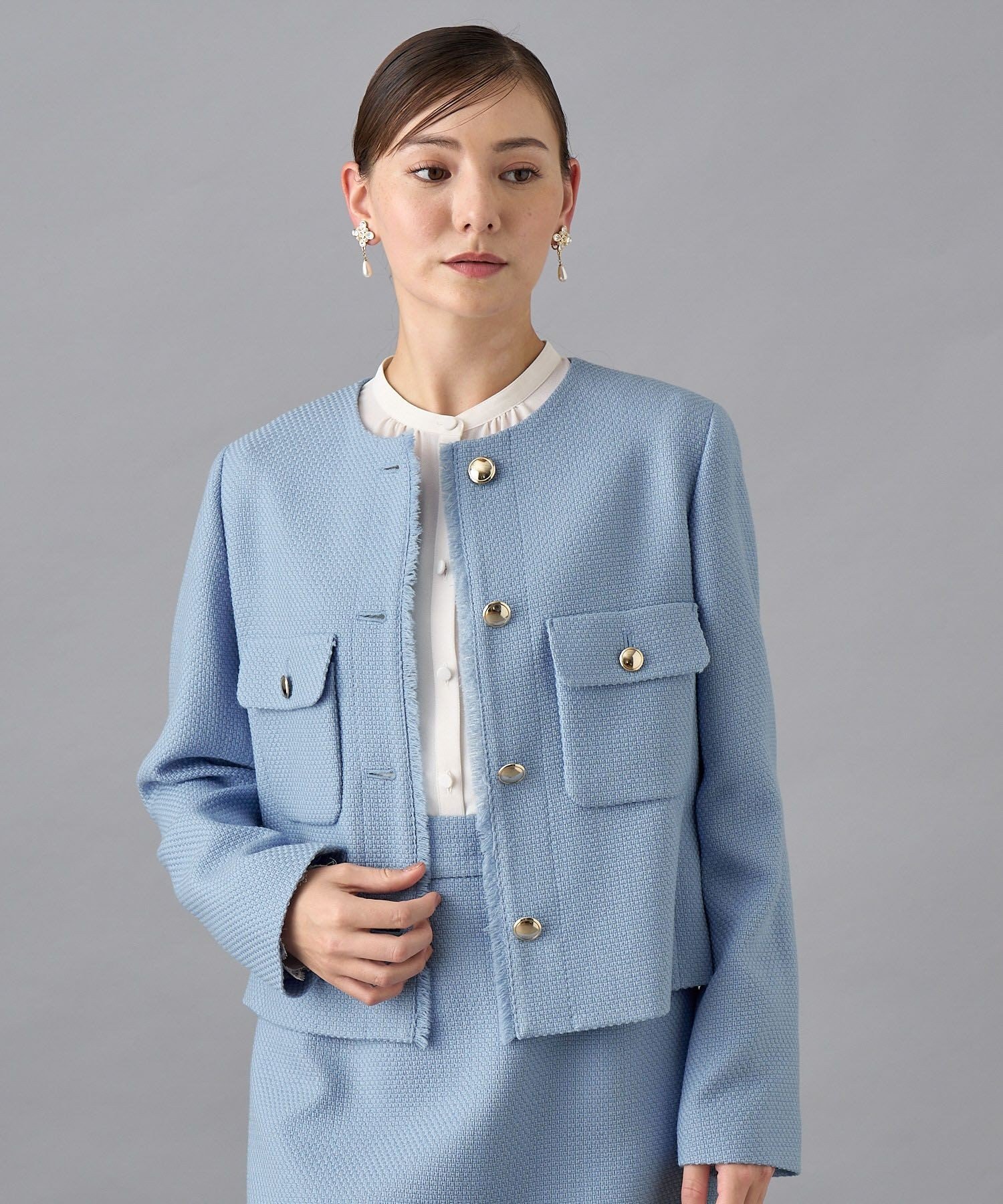 ANAYI｜【セットアップ対応商品】ウールプリペラノーカラー ジャケット