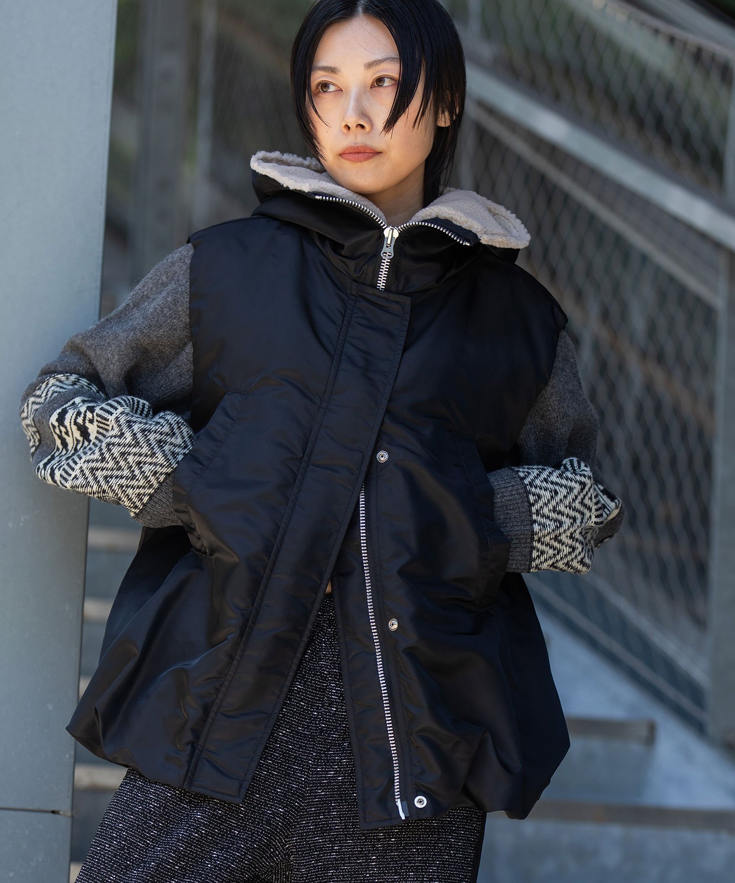 Munich｜ナイロンツイル*シープボアバルーンフライトベスト | Rakuten