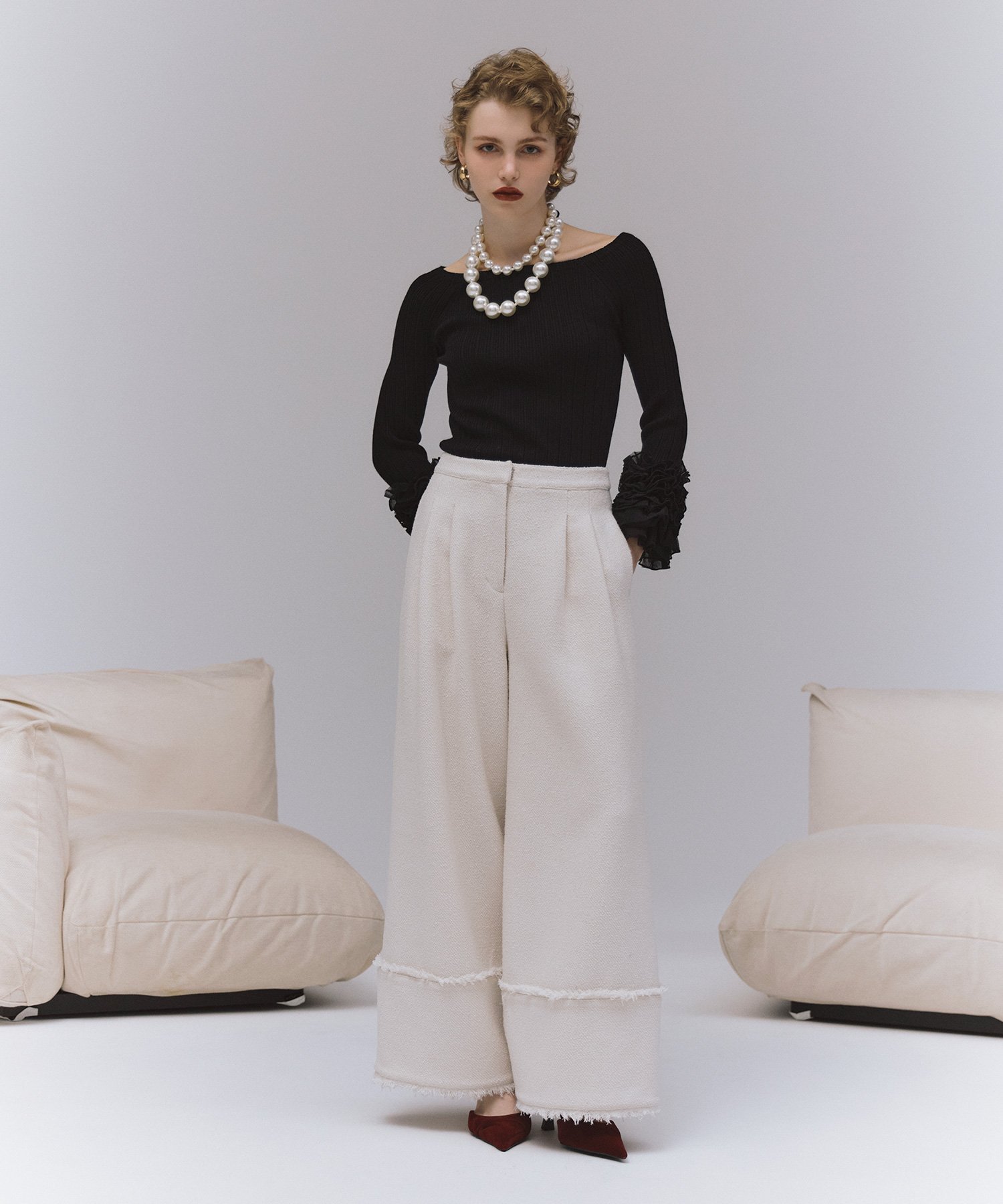 EIMY ISTOIRE｜ツイードワイドパンツ | Rakuten Fashion(楽天