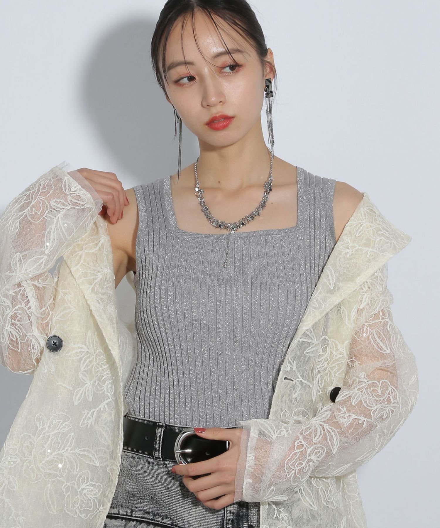 HARE｜2WAYスクエアラメニットタンクトップ | Rakuten Fashion(楽天