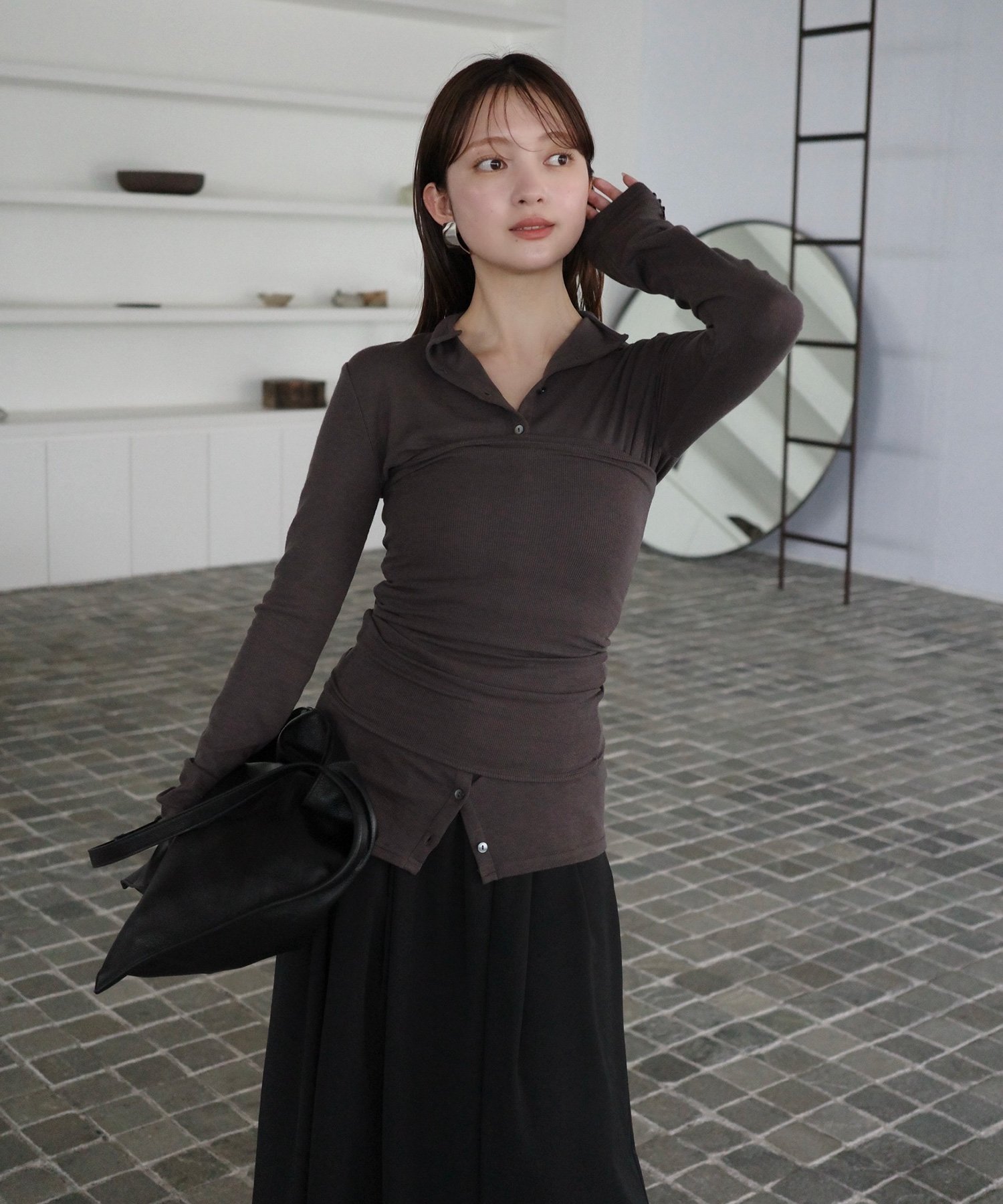 anuans｜テンセルウールレイヤーカットトップス | Rakuten Fashion