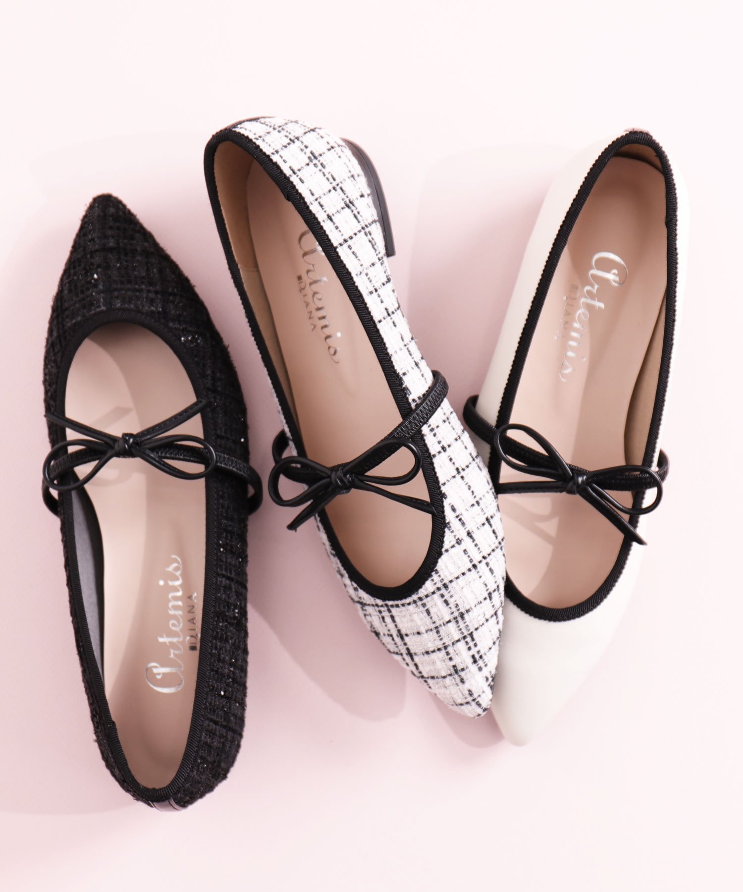 artemis by DIANA｜ポインテッドトゥ 甲リボンメリージェーンフラット