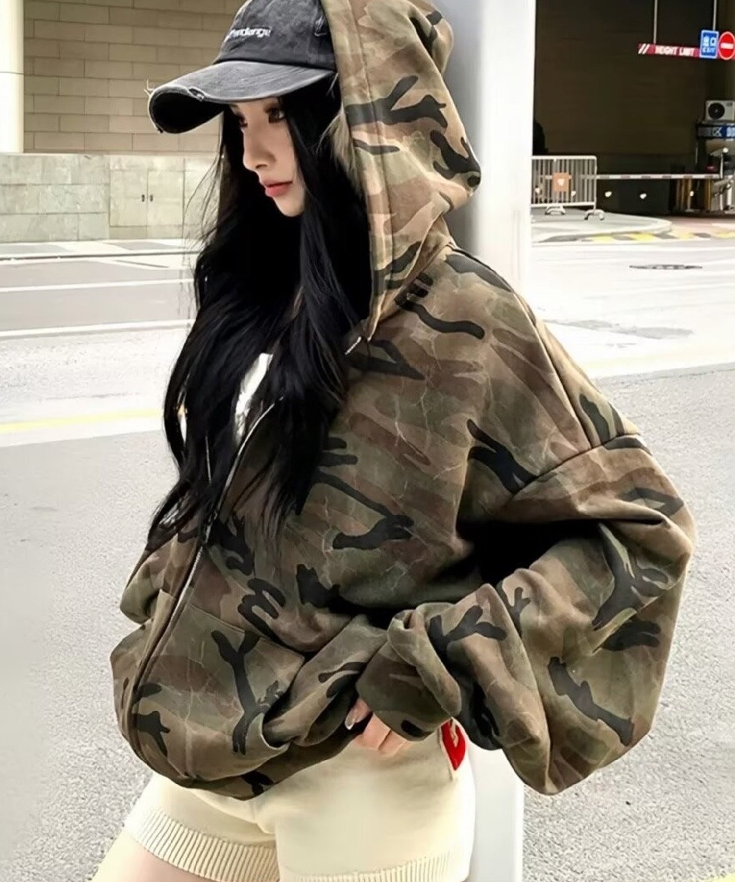 DEVICE｜カモフラ 迷彩 ジップパーカー ストリート オーバーサイズ