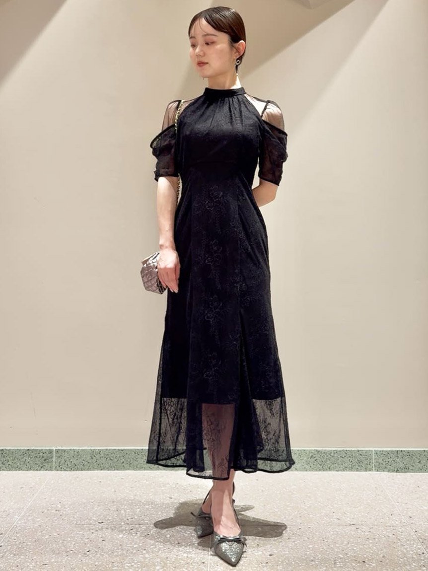 SNIDEL｜シアーショルダーレースドレス | Rakuten Fashion(楽天