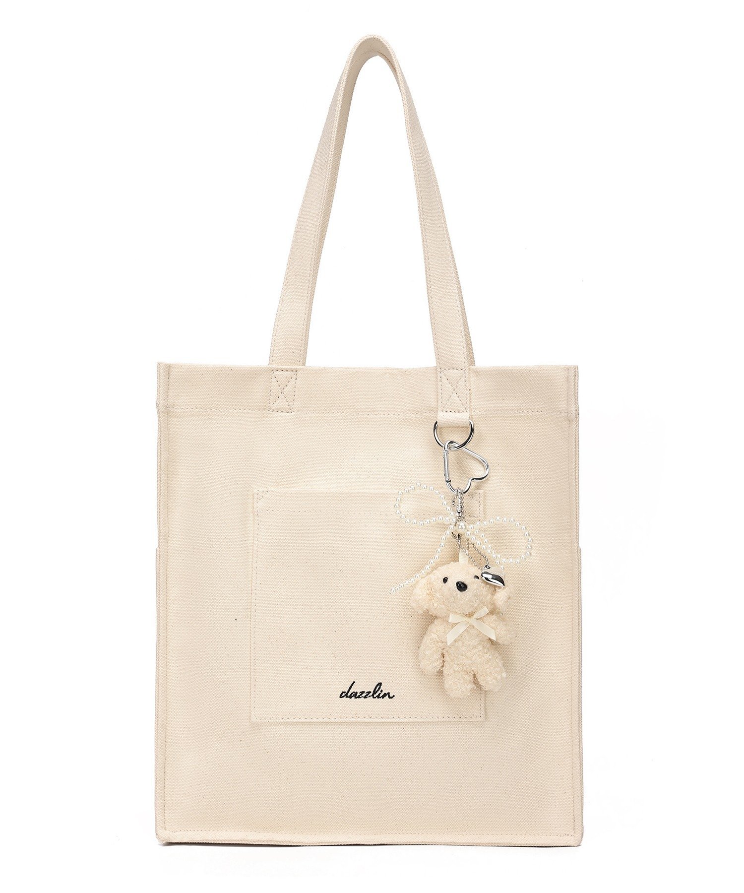 style code｜熊チャーム キャンバス デニム 縦型トートバッグ 推し活