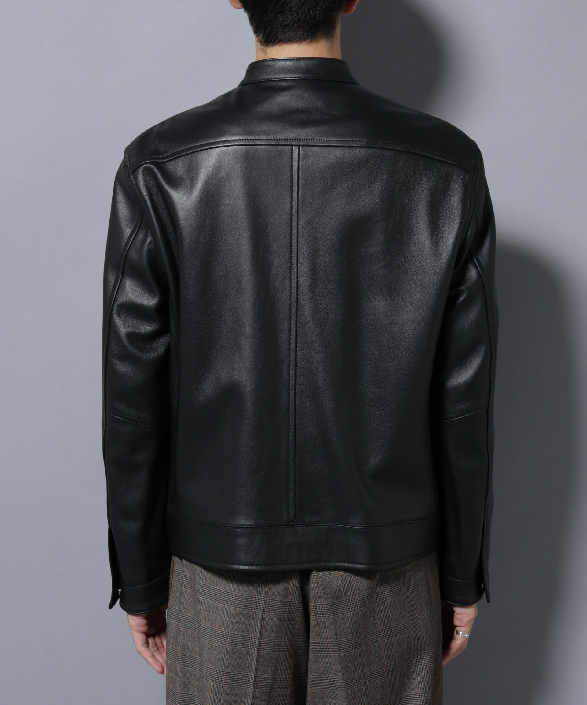 NANO universe｜ラムナッパレザーバンドカラーライダースジャケット