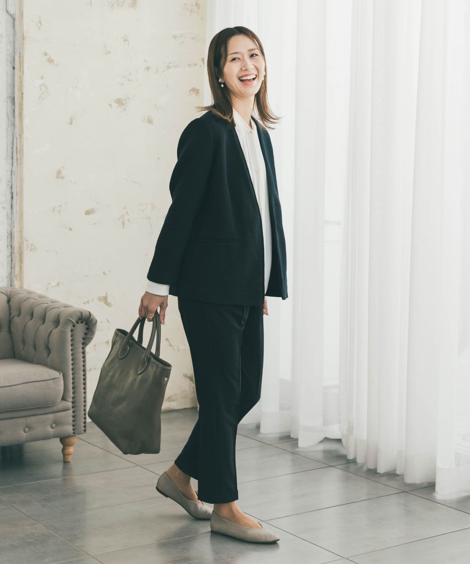 URBAN RESEARCH DOORS｜ツィードVネックロングジャケット | Rakuten