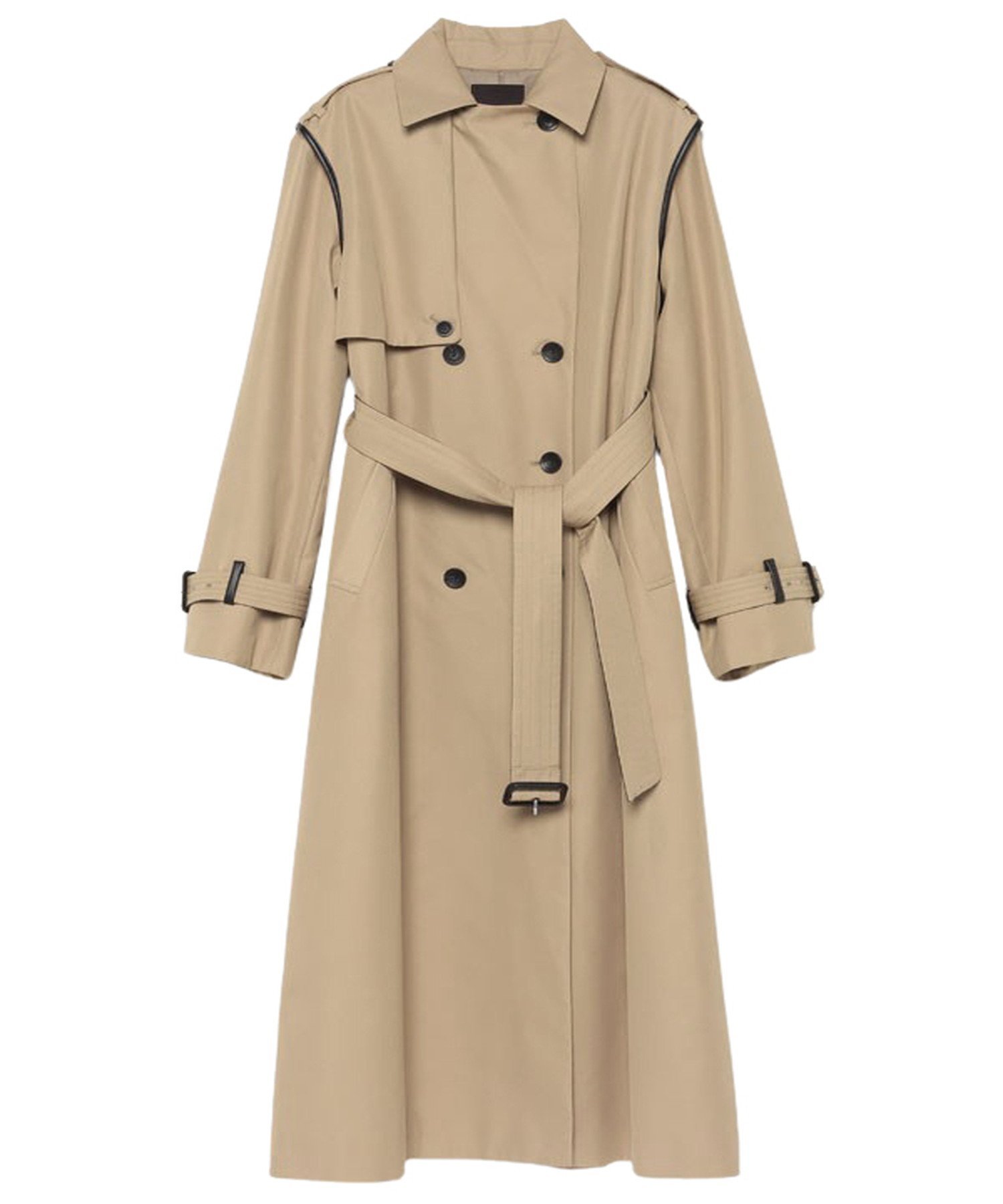 anuans｜ヴィーガンレザートリム2WAYトレンチコート | Rakuten Fashion