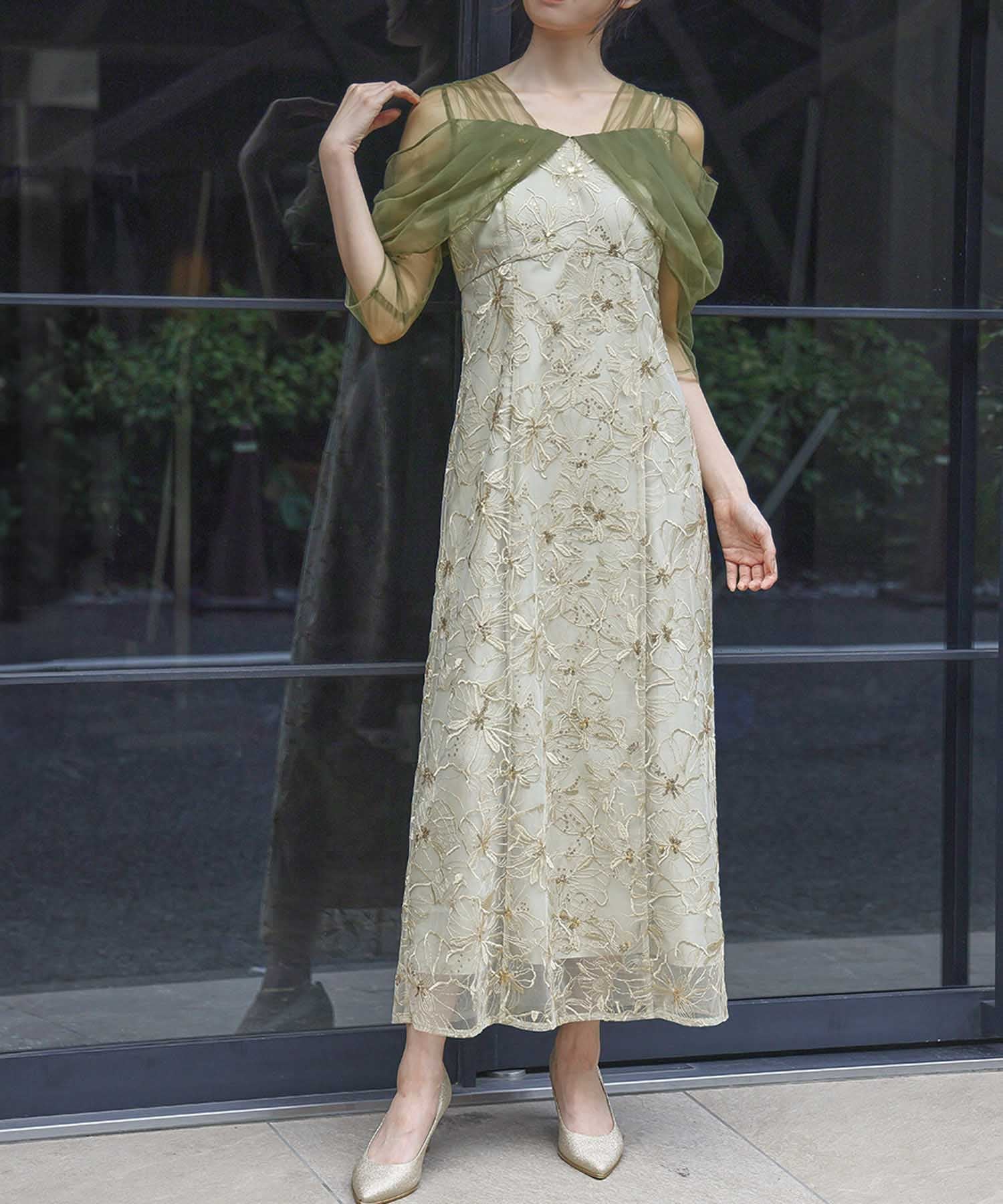 RIVER FIELD & Co.｜チュールドレープスパンコール 結婚式 ワンピース