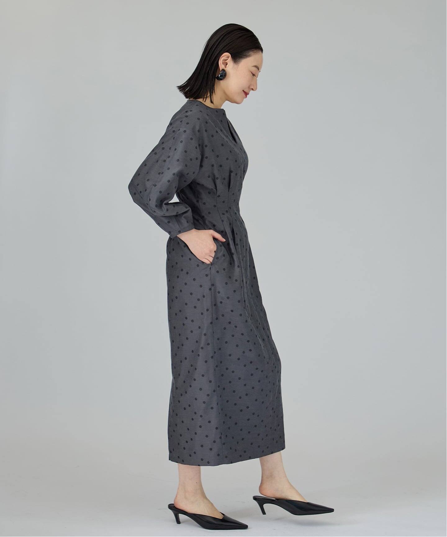 VERMEIL par iena｜DOTジャガード ウエストシェイプワンピース