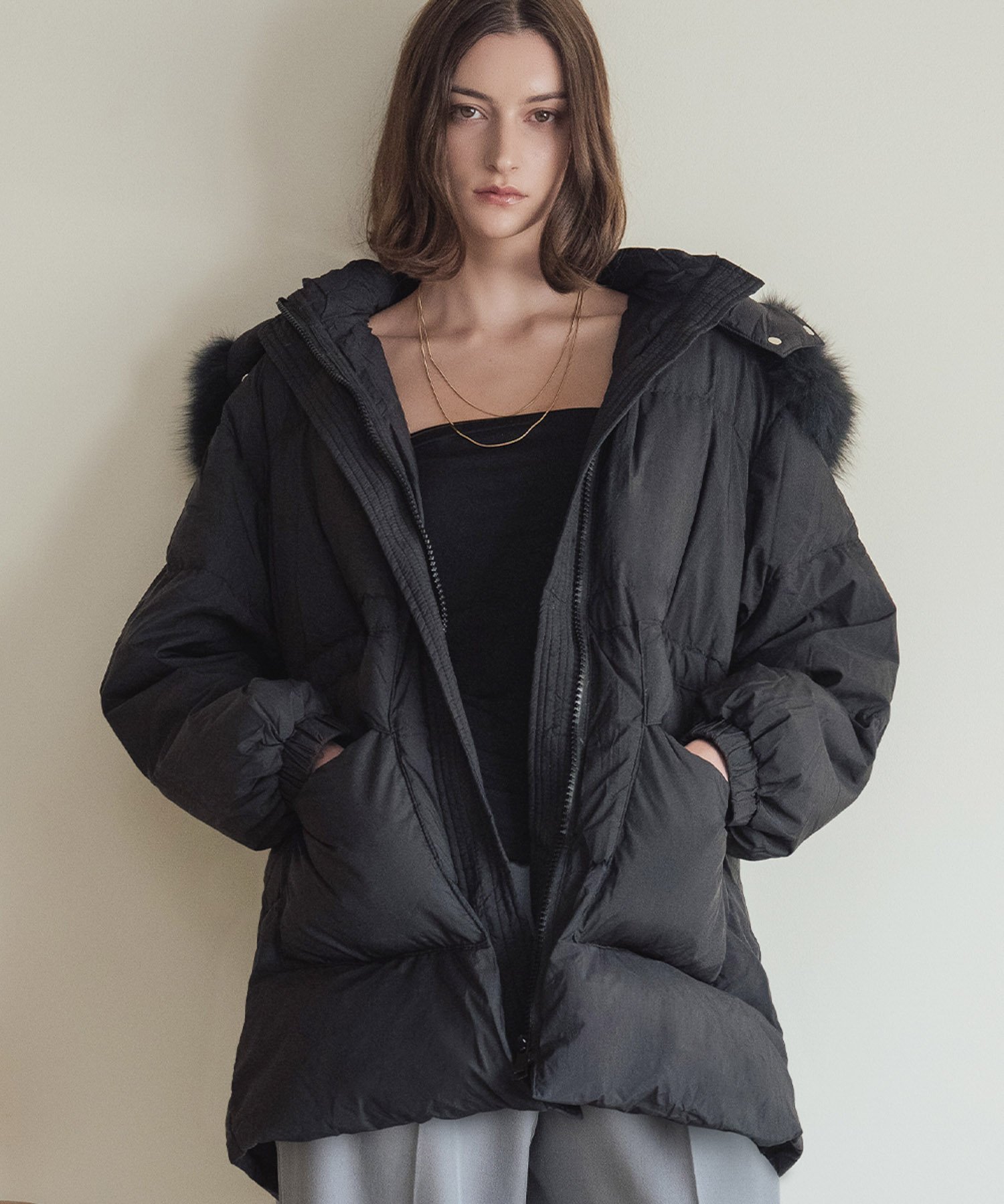 RIVER FIELD & Co.｜フォックスファー付き フーデッド ダウンコート