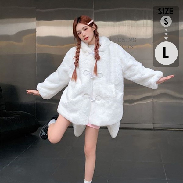 楽天市場】耳付き ダッフルコート 耳つきアウター うさ耳 ショート丈