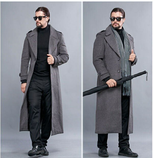 楽天市場】ポリエステル混ウールコート メンズ 超ロング チェスター