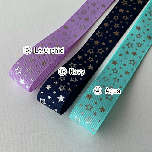 楽天市場】星柄 シルバー箔押し グログランリボン 約25mm幅 1m単位