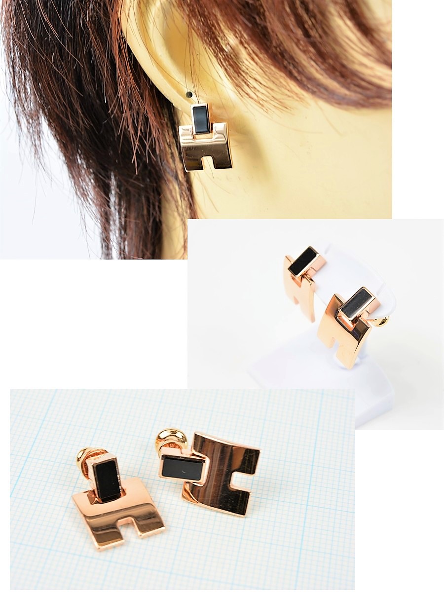 楽天市場】エルメス アイリーン ピアス ピンクゴールド 黒【美品
