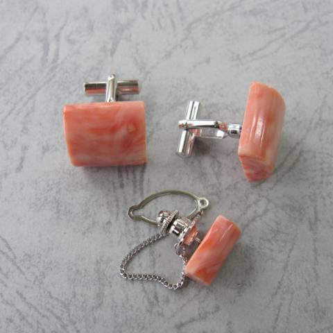 楽天市場】ピンク珊瑚 カフスセット メンズアイテム カフリンクス