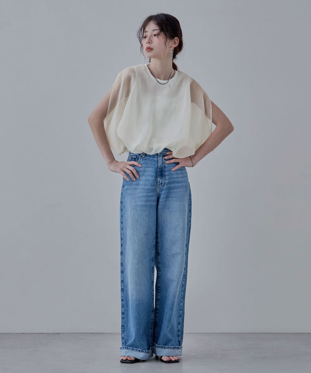 楽天市場】オーガンジーレイヤード風バルーンブラウス トップス シャツ