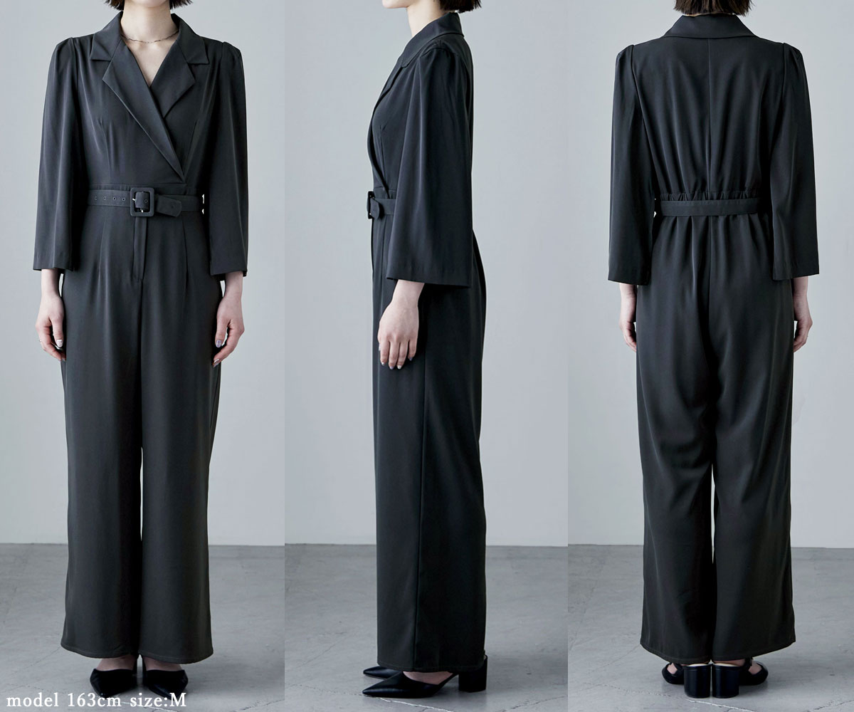 楽天市場】スリットスリーブオールインワンパンツドレス