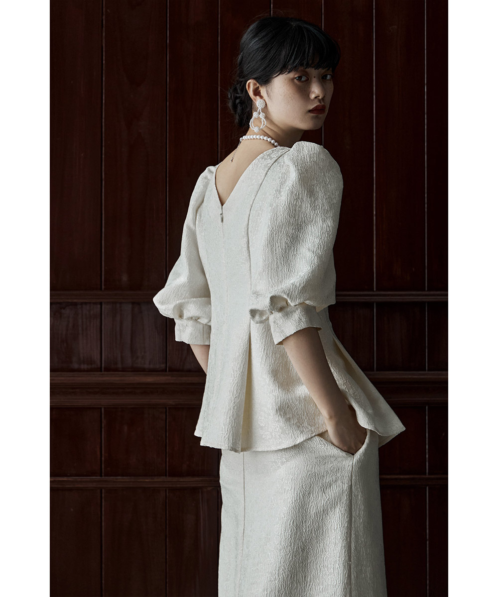 楽天市場】フラワージャガードセットアップドレス ペプラムブラウス&I